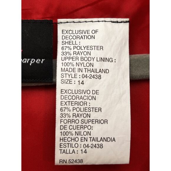 Vintage M.H.M Melissa Harper Womens Dress Size 14 Red Floral Embroidered Button - Picture 6 of 7